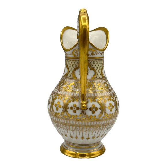 Antique Dresden Ohme Germany Creamer & Sugar Hand Painted Watteau Scenes Gold - Picture 11 of 16